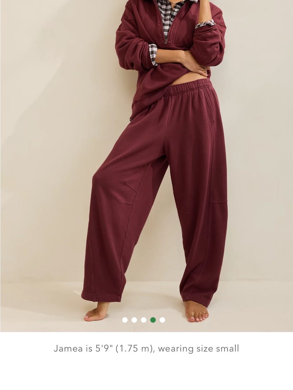 aerie Wide-Leg Sweatpants in Maroon Size M Long